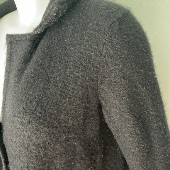 Peruvian Connection 100% Baby Alpaca Black Notch Collar Cardigan Sweater Medium - Picture 7 of 9